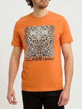 Cavalli Class Leopard Print Logo T-Shirt